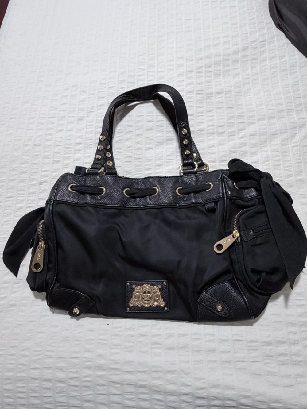 Juicy couture vintage, Black Women's Satchel Handbag with Gold Accents